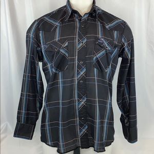 Wrangler Western Large Black Pearl Snap Shirt